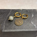 Dorées - Boucles d'oreilles astros - POISSON et pierre de Labradorite