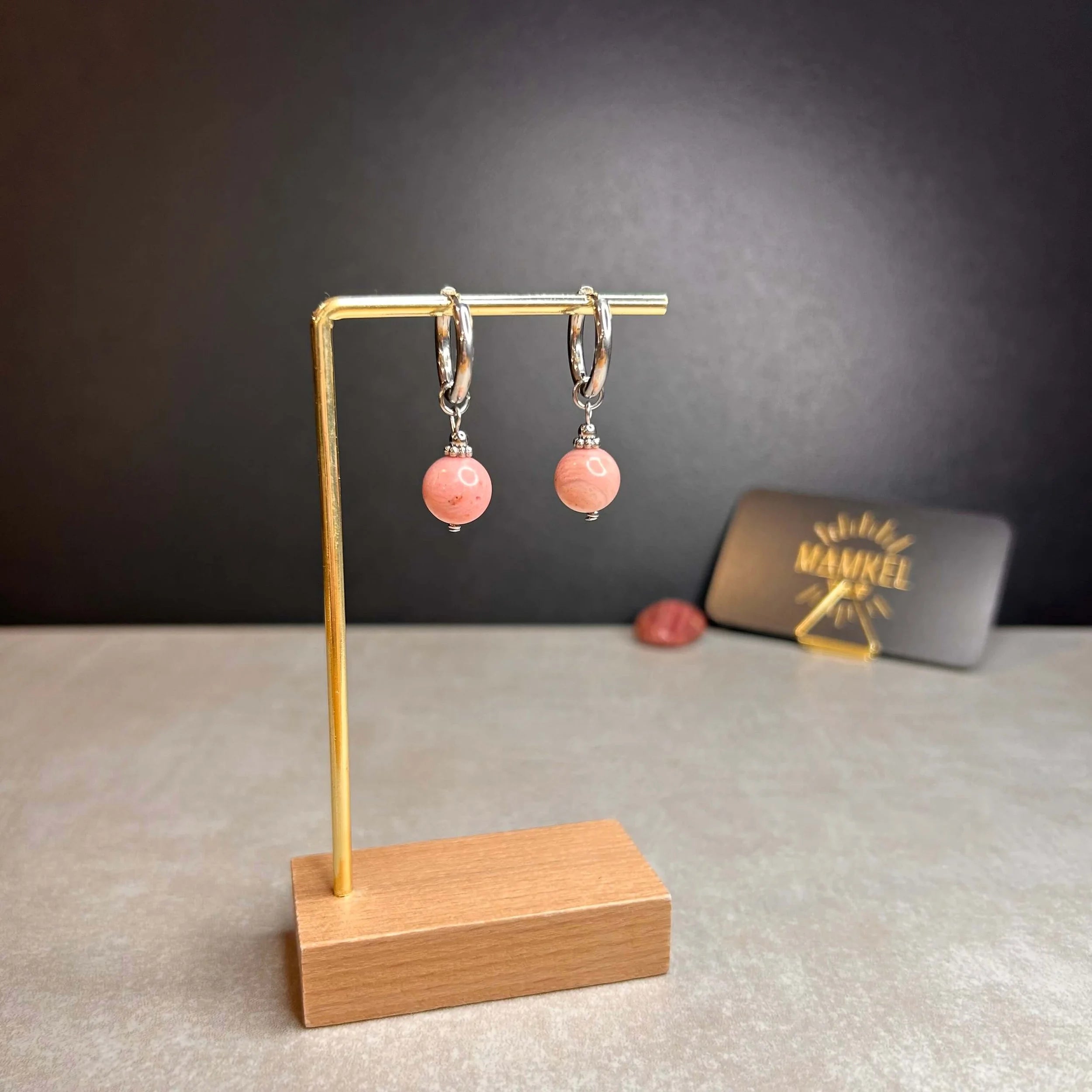 Argentées ◦ Boucles d'oreilles ◦ Rhodonite