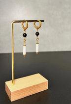 Boucles d’oreilles ◦ Sahasrara ◦ Quartz blanc et obsidienne