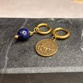 Dorées - Boucles d'oreilles astros - BÉLIER et pierre de lapis lazuli