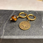 Dorées - Boucles d'oreilles astros - BÉLIER et pierre d'œil de tigre