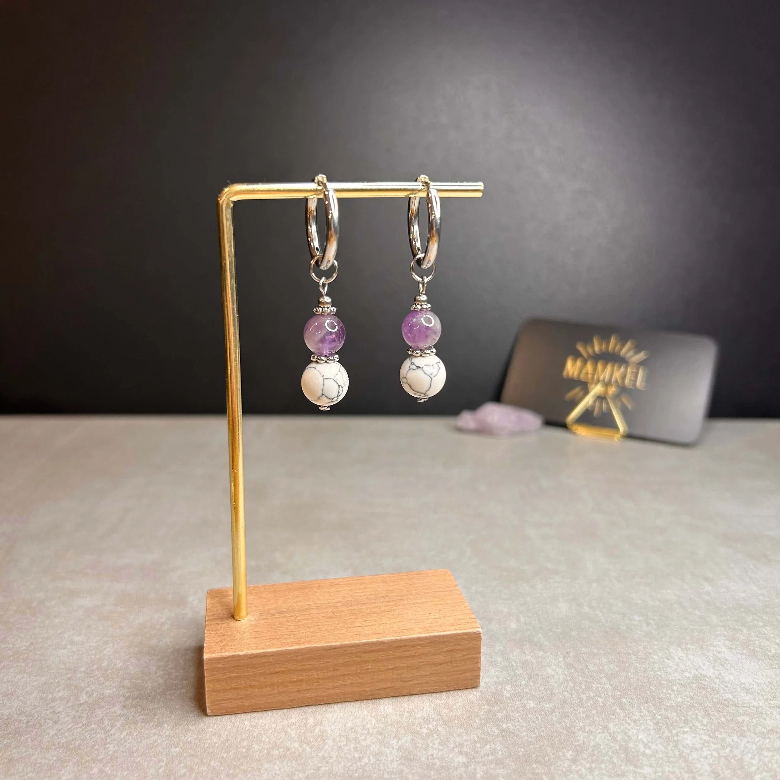 Boucles d'oreilles ◦ Sahasrara ◦ Améthyste et Howlite