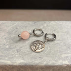 Argentées - Boucles d'oreilles astros - TAUREAU pierre de quartz rose