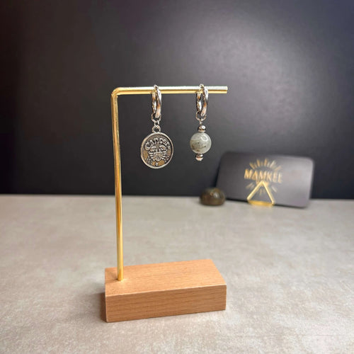 Argentées - Boucles d'oreilles astros - CANCER et pierre de Labradorite