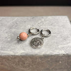 Argentées - Boucles d'oreilles astros - CANCER et pierre de Rhodonite