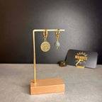 Dorées - Boucles d'oreilles astros - CANCER et pierre de Labradorite