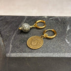 Dorées - Boucles d'oreilles astros - CANCER et pierre de Labradorite