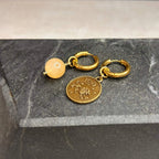 Dorées - Boucles d'oreilles astros - Lion et Pierre de Citrine