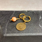 Dorées - Boucles d'oreilles astros - Lion et Pierre de soleil