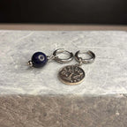 Argentées - Boucles d'oreilles astros - Balance et Pierre de Lapis Lazuli