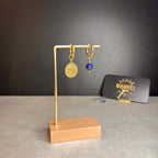 Dorées - Boucles d'oreilles astros - Balance et Pierre de Lapis Lazuli