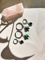 Duo boucles d’oreilles ◦ Anahata ◦ Malachite et obsidienne