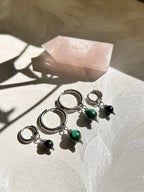 Duo boucles d’oreilles ◦ Anahata ◦ Malachite et obsidienne