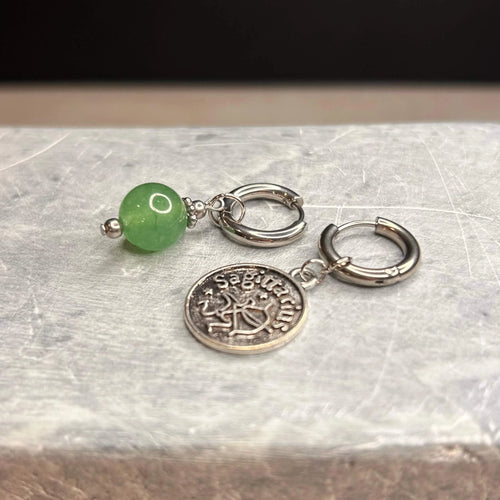 Argentées - Boucles d'oreilles astros - Sagittaire et Pierre d'Aventurine