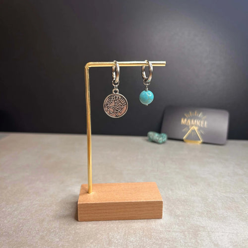 Argentées - Boucles d'oreilles astros - Sagittaire et Pierre de turquoise