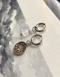 Argentées - Boucles d'oreilles astros - Capricorne et Pierre de Quartz rose