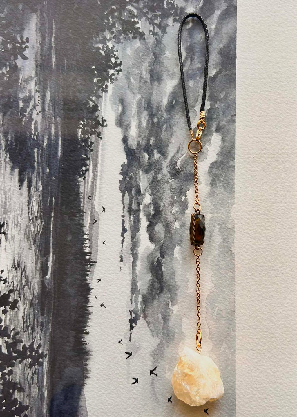 Pendentif de rétroviseur ◈ Citrine