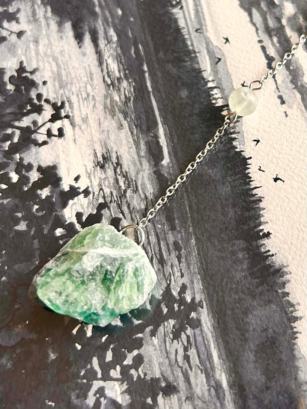 Pendentif de rétroviseur ◈ Fluorite verte foncée