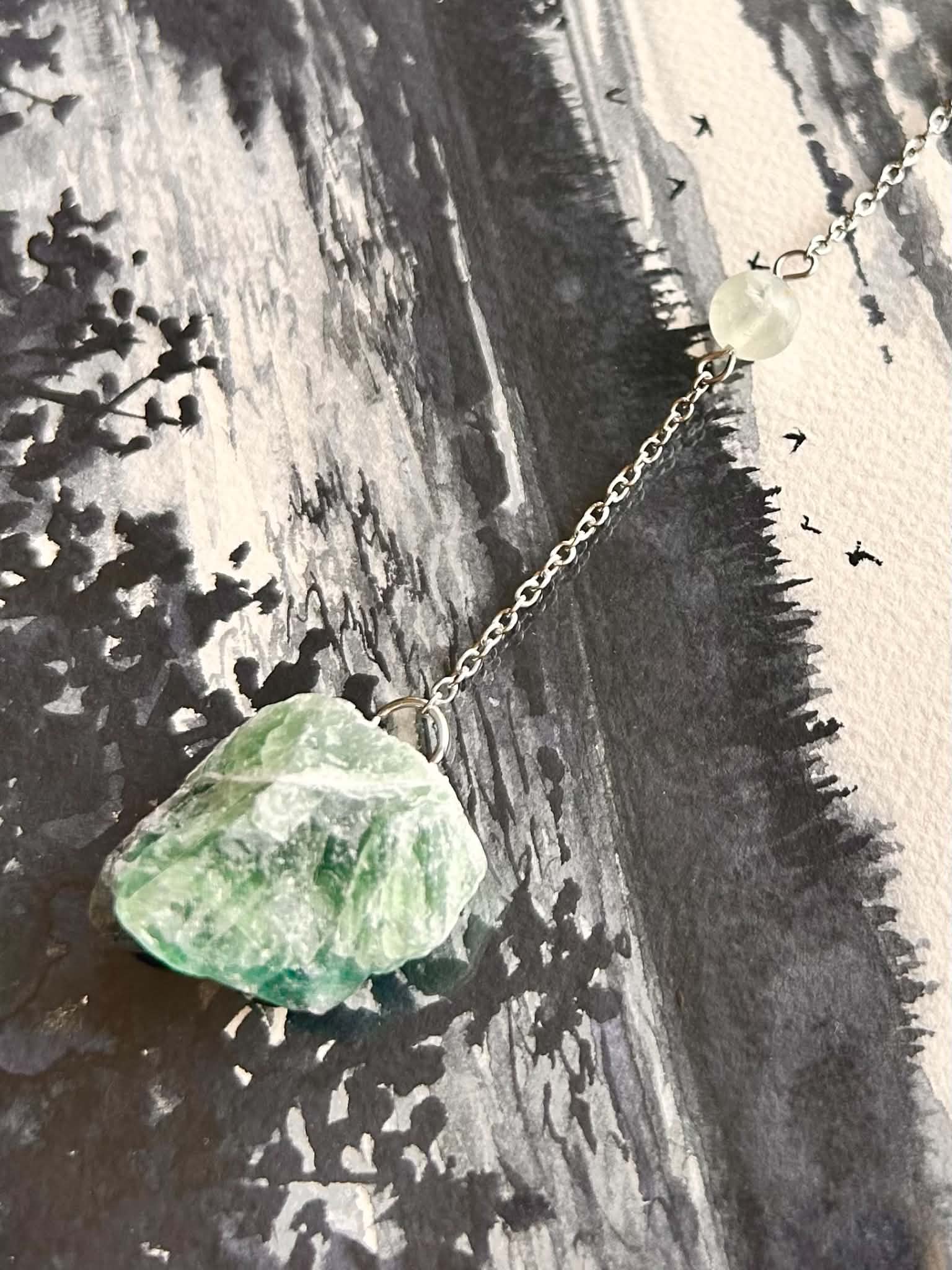 Pendentif de rétroviseur ◈ Fluorite verte foncée