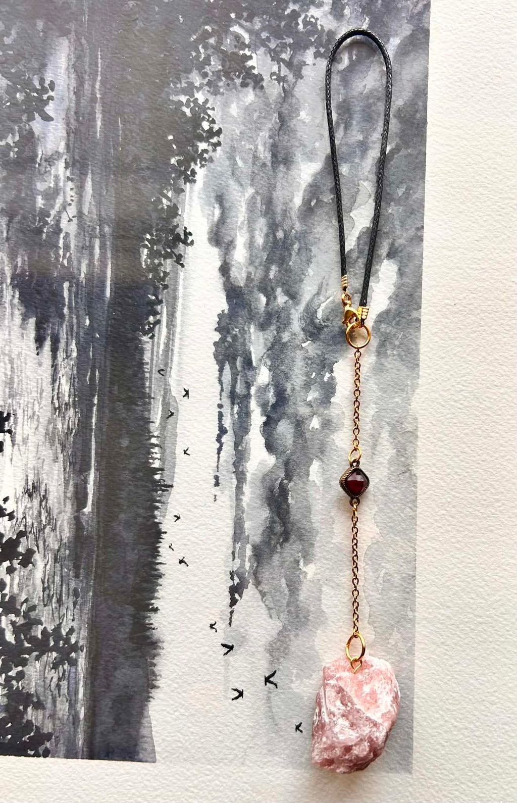 Pendentif de rétroviseur ◈ Quartz fraise