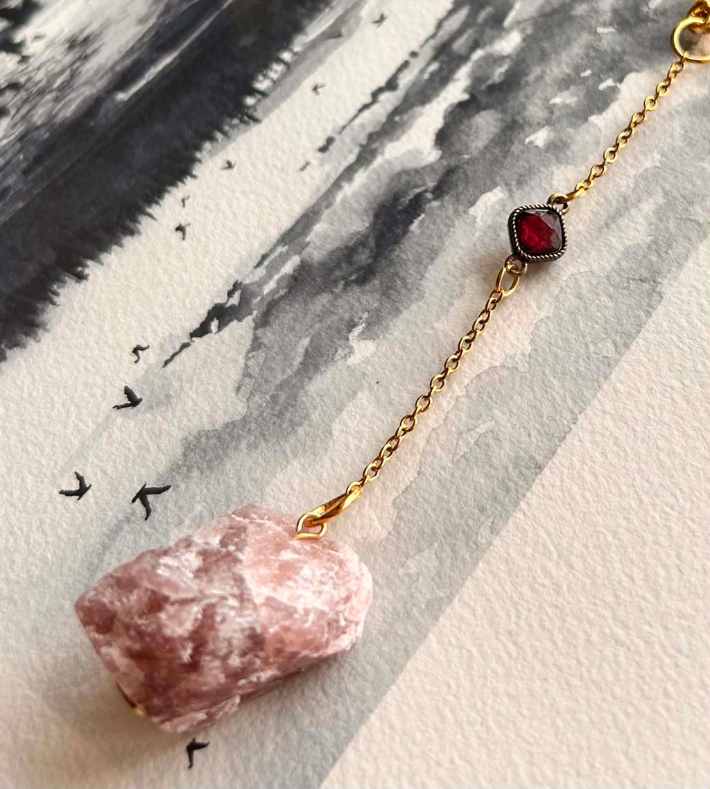 Pendentif de rétroviseur ◈ Quartz fraise