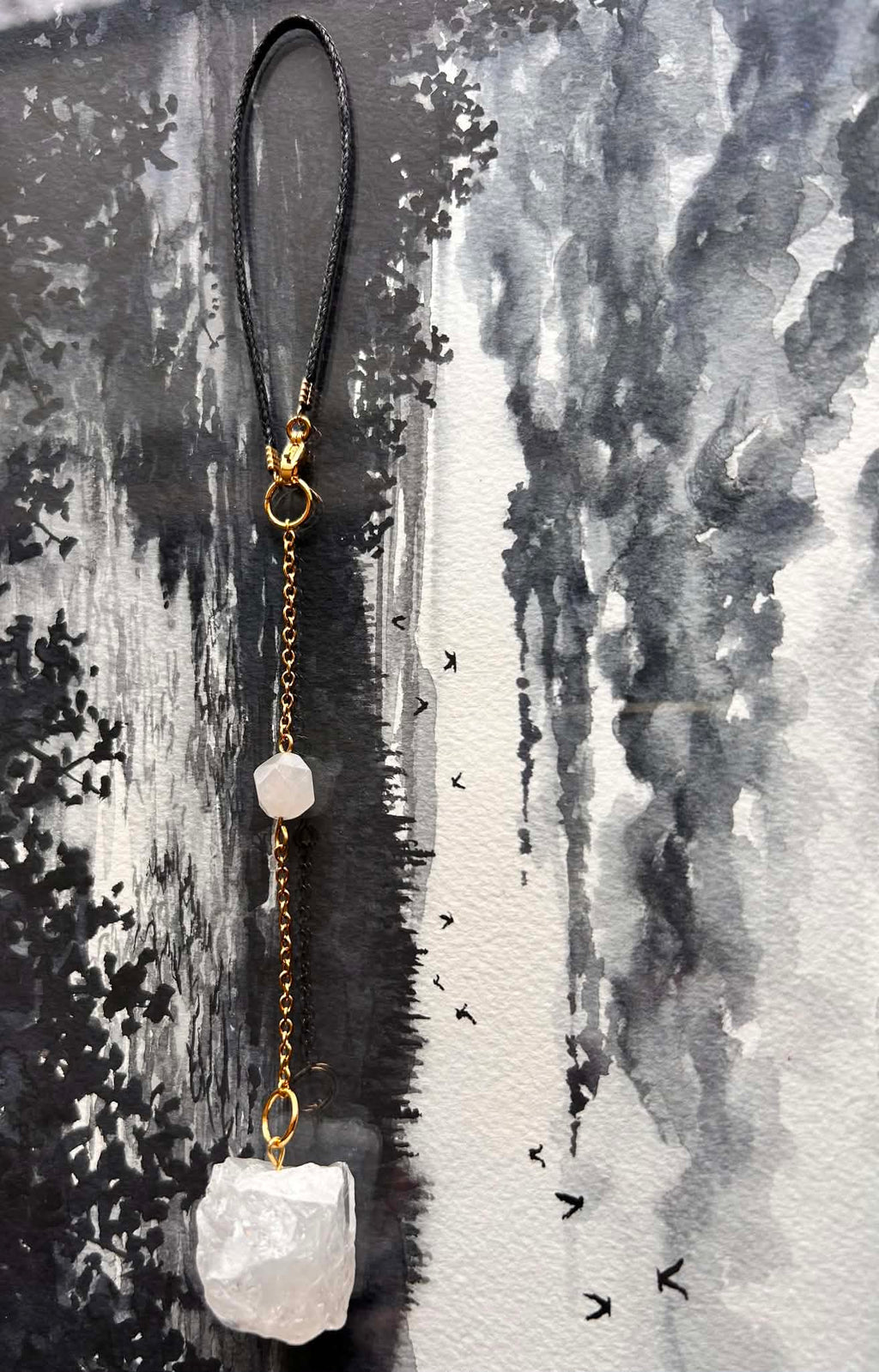 Pendentif de rétroviseur ◈ Quartz blanc