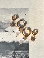 Duo boucles d’oreilles ◦ Sélénite et petit soleil