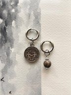 Argentées - Boucles d'oreilles astros -  GÉMEAUX et pierre d'agate