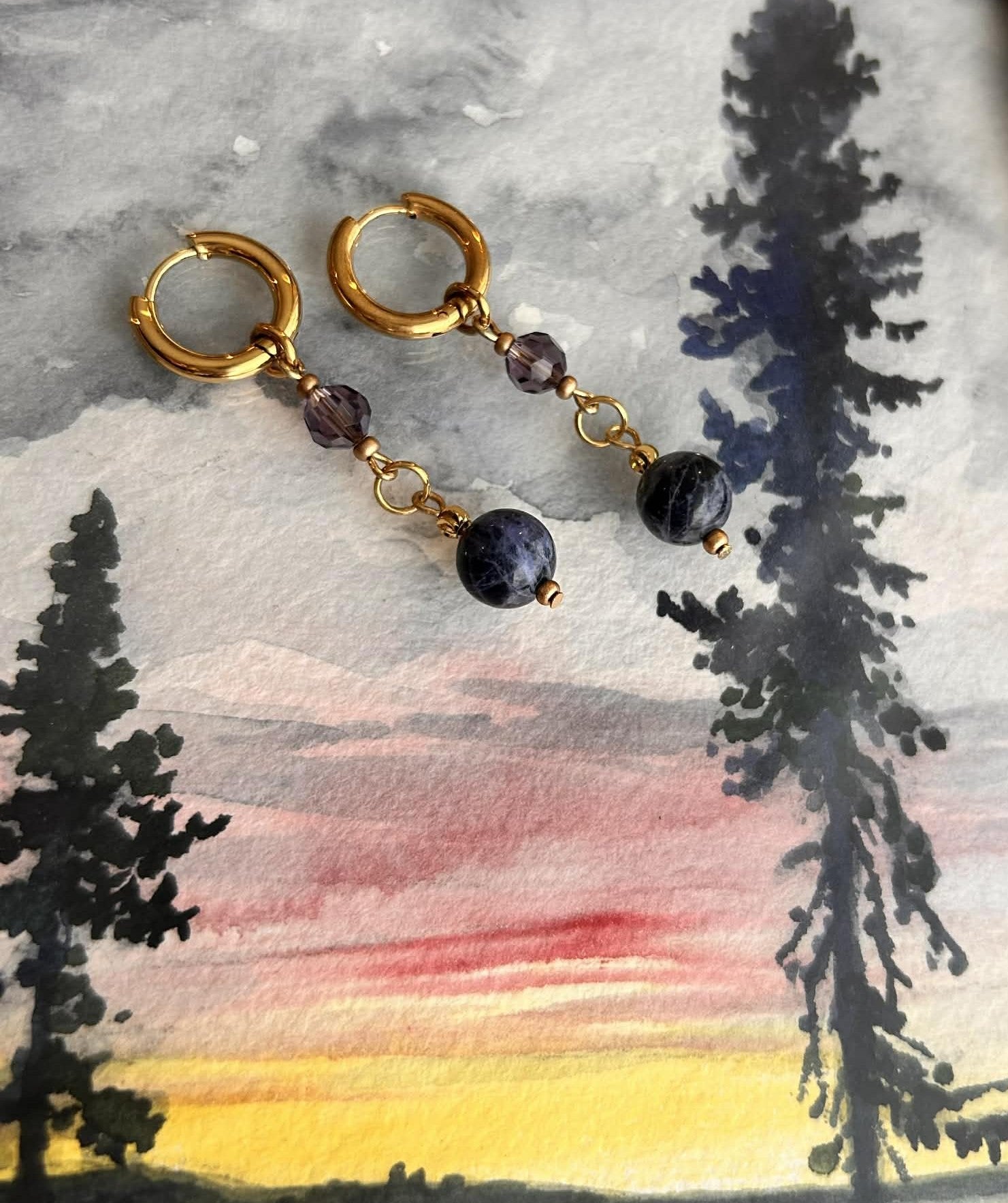 Boucles d'oreilles ◦ Vishuddha ◦ Sodalite et cz