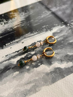 Boucles d’oreilles ◦ Anahata ◦ Agate mousse et quartz rose