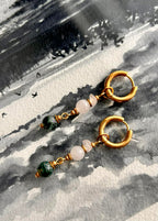 Boucles d’oreilles ◦ Anahata ◦ Agate mousse et quartz rose