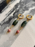 Boucles d’oreilles ◦ Anahata ◦ Agate mousse et rhodonite
