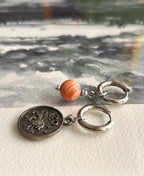 Argentées - Boucles d'oreilles astros - Lion et Pierre de soleil