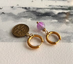 Dorées - Boucles d'oreilles astros - Balance et Pierre d'Améthyste
