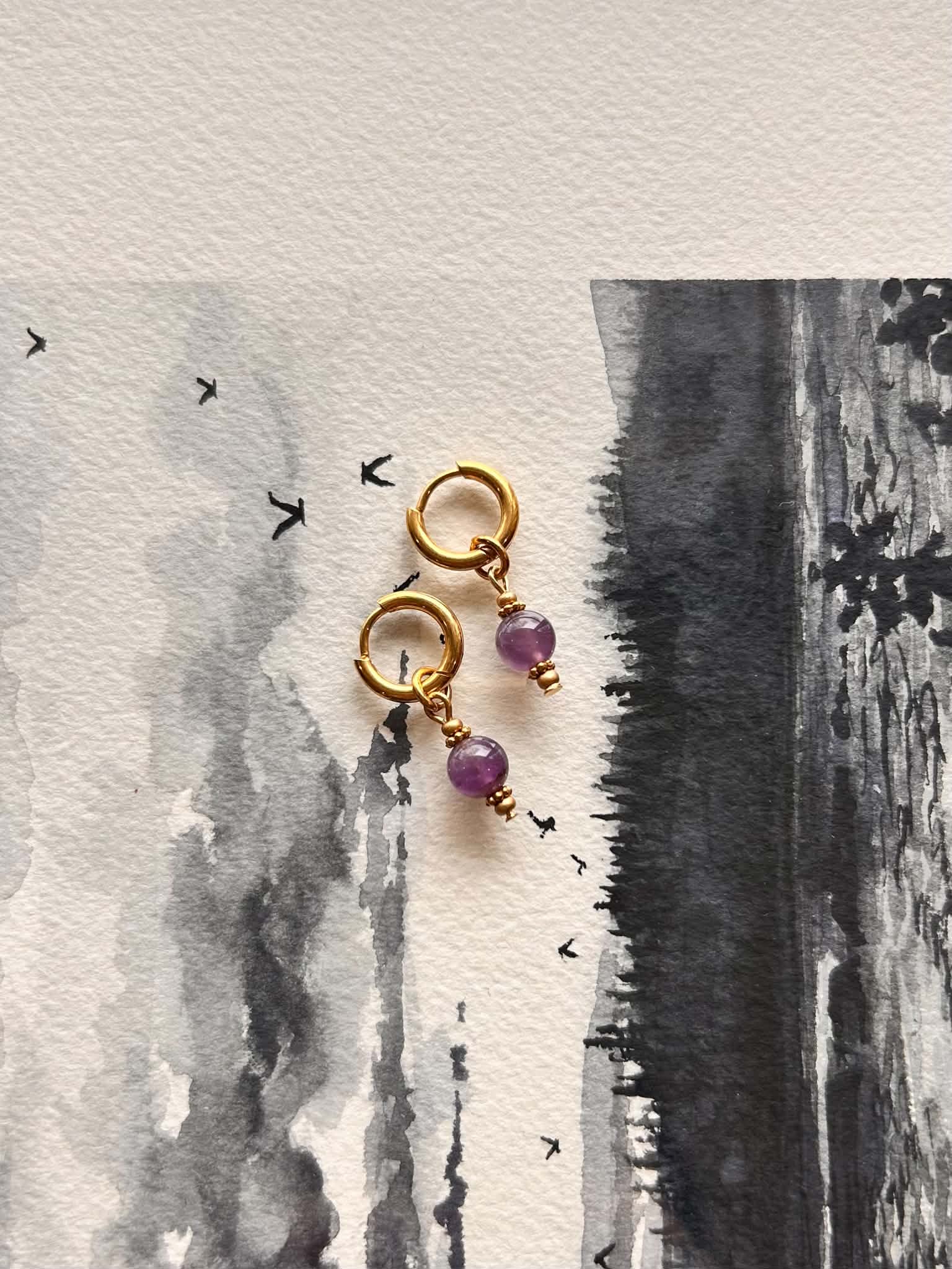 Boucles d'oreilles ◦ Mini chakra ◦ Améthyste