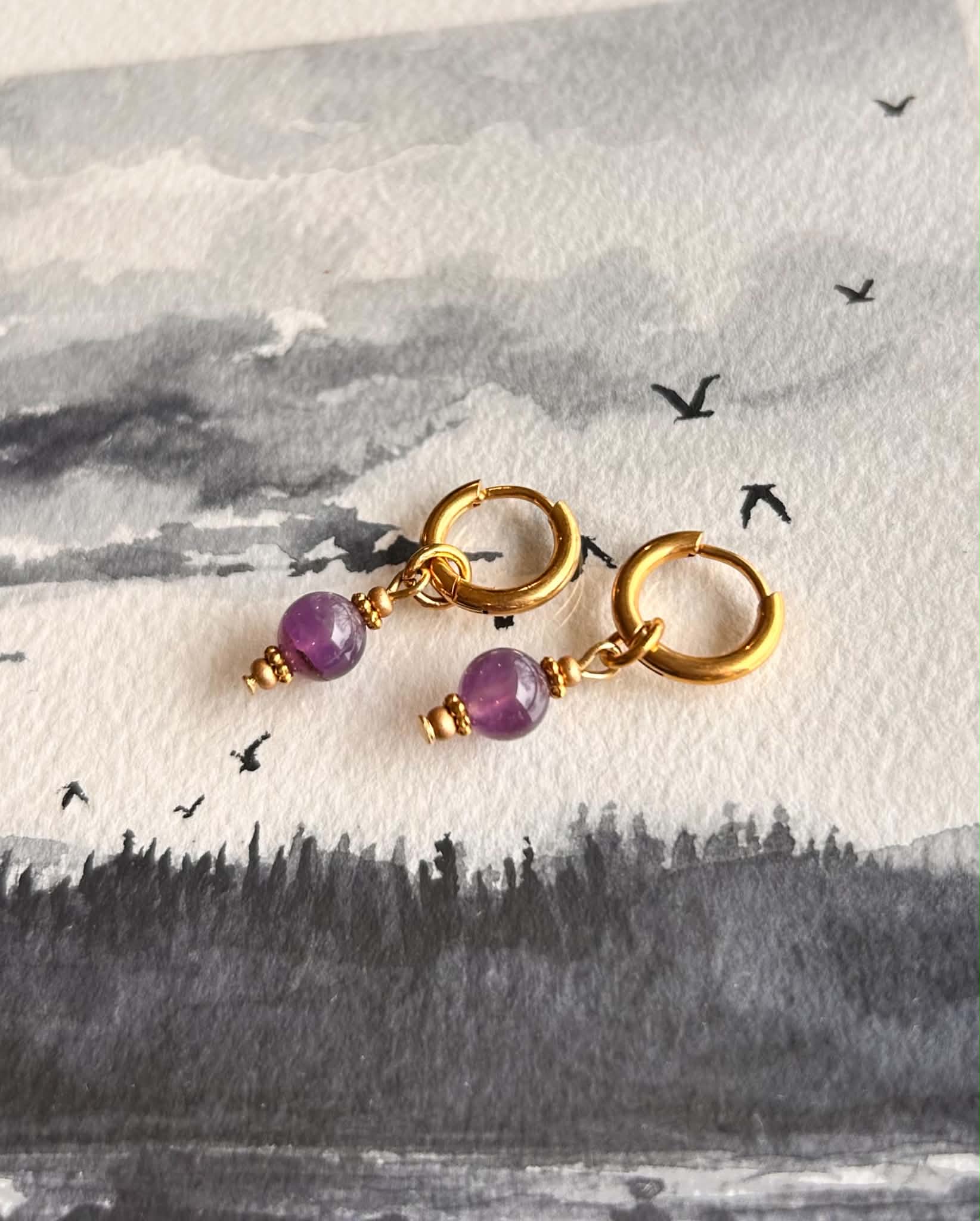 Boucles d'oreilles ◦ Mini chakra ◦ Améthyste