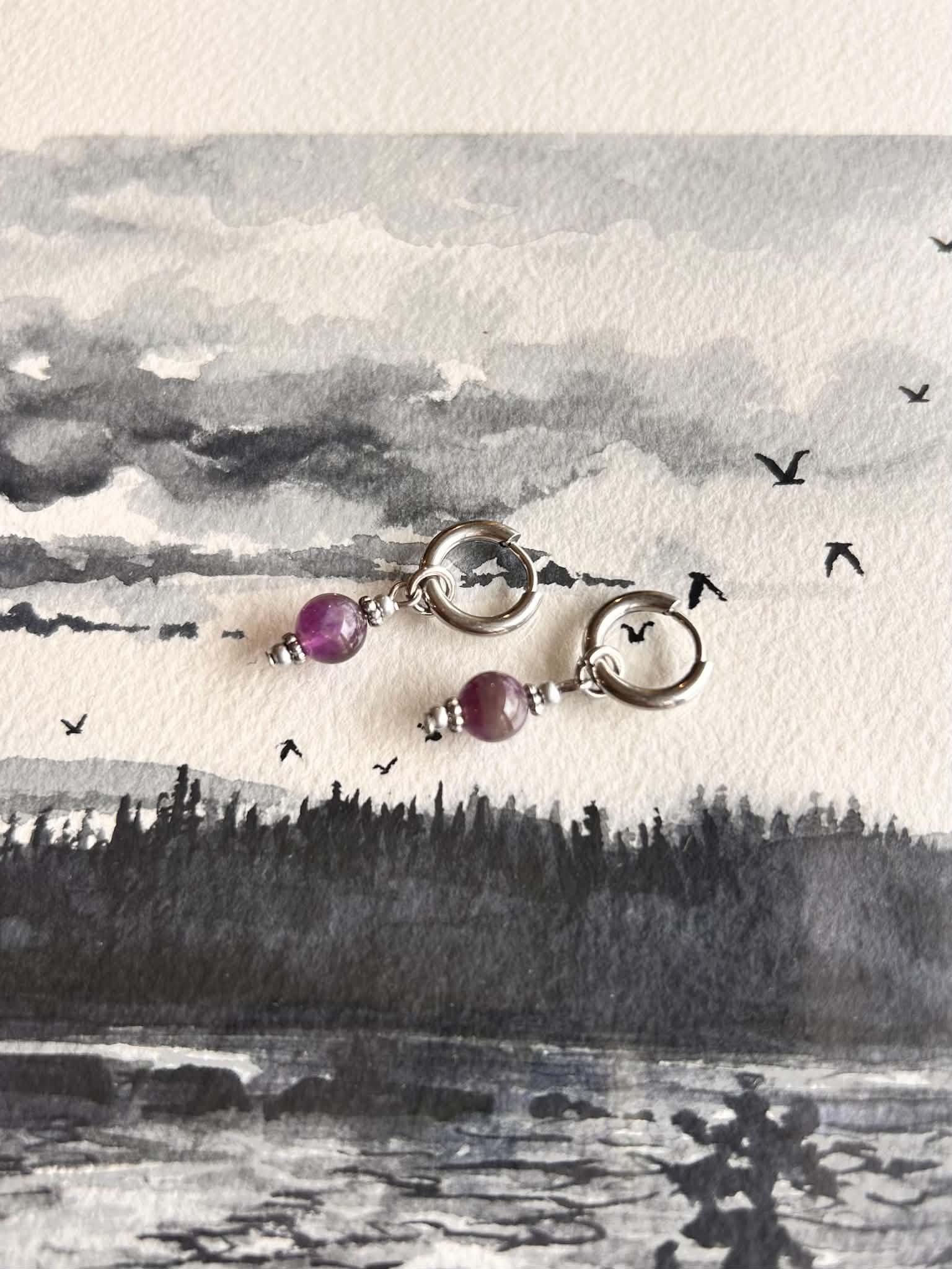Boucles d'oreilles ◦ Mini chakra ◦ Améthyste