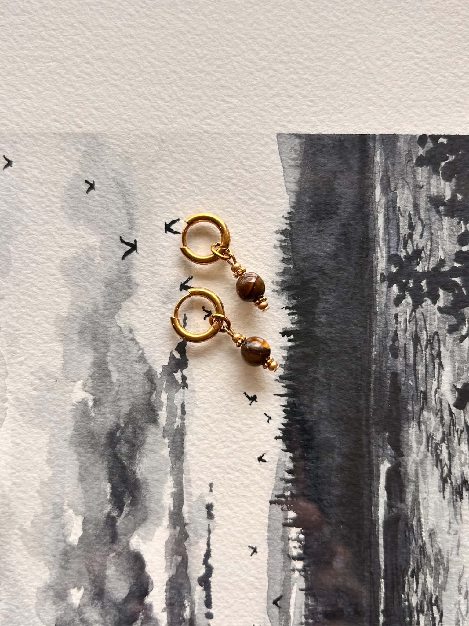 Boucles d'oreilles ◦ Mini chakra ◦ Oeil de tigre