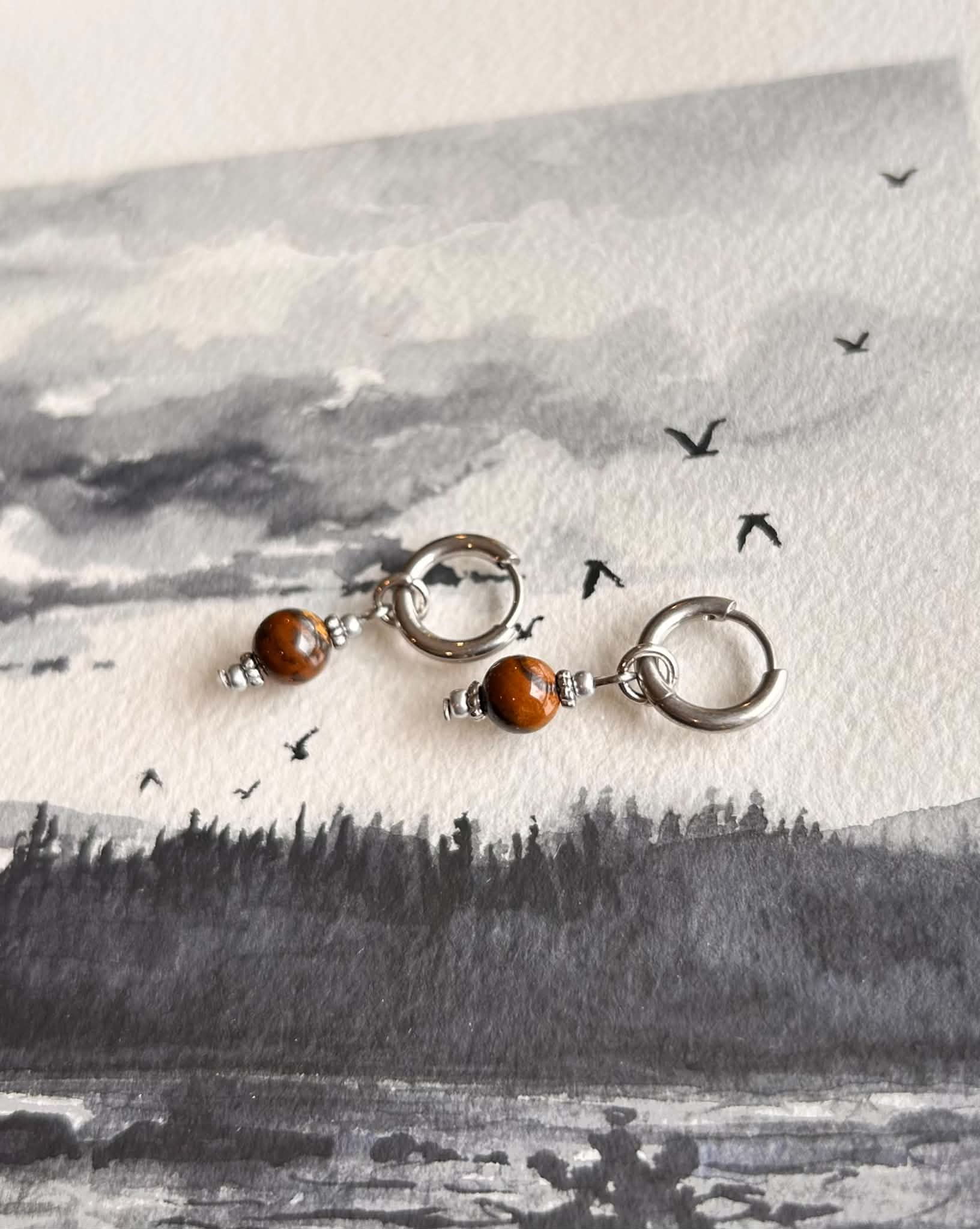 Boucles d'oreilles ◦ Mini chakra ◦ Oeil de tigre