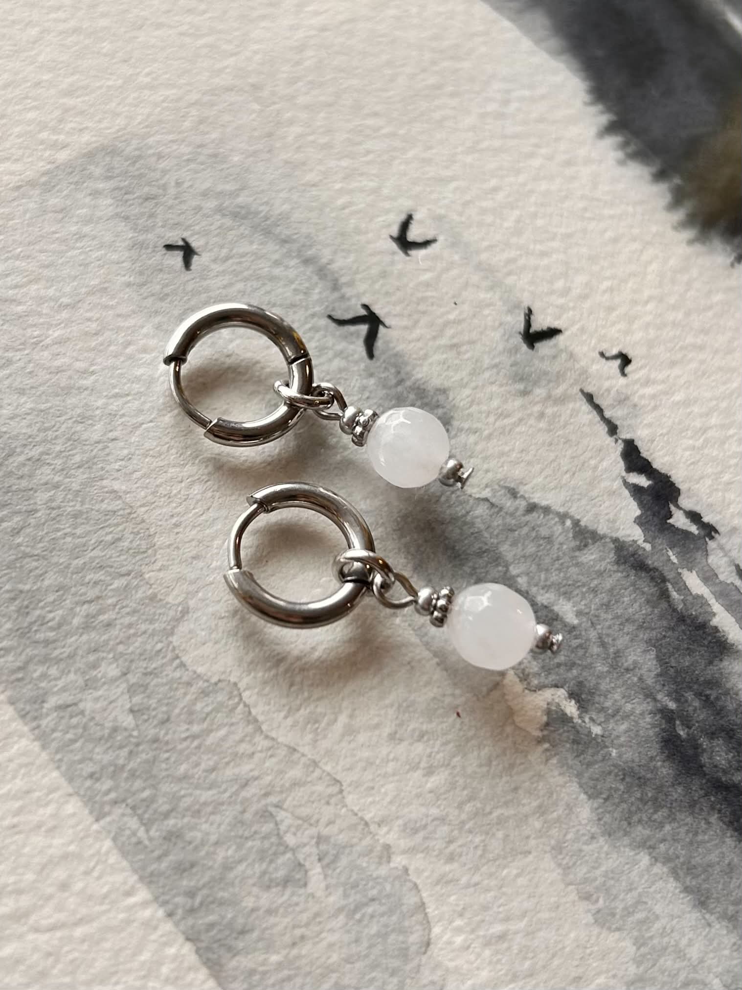 Boucles d'oreilles ◦ Mini chakra ◦ Quartz blanc
