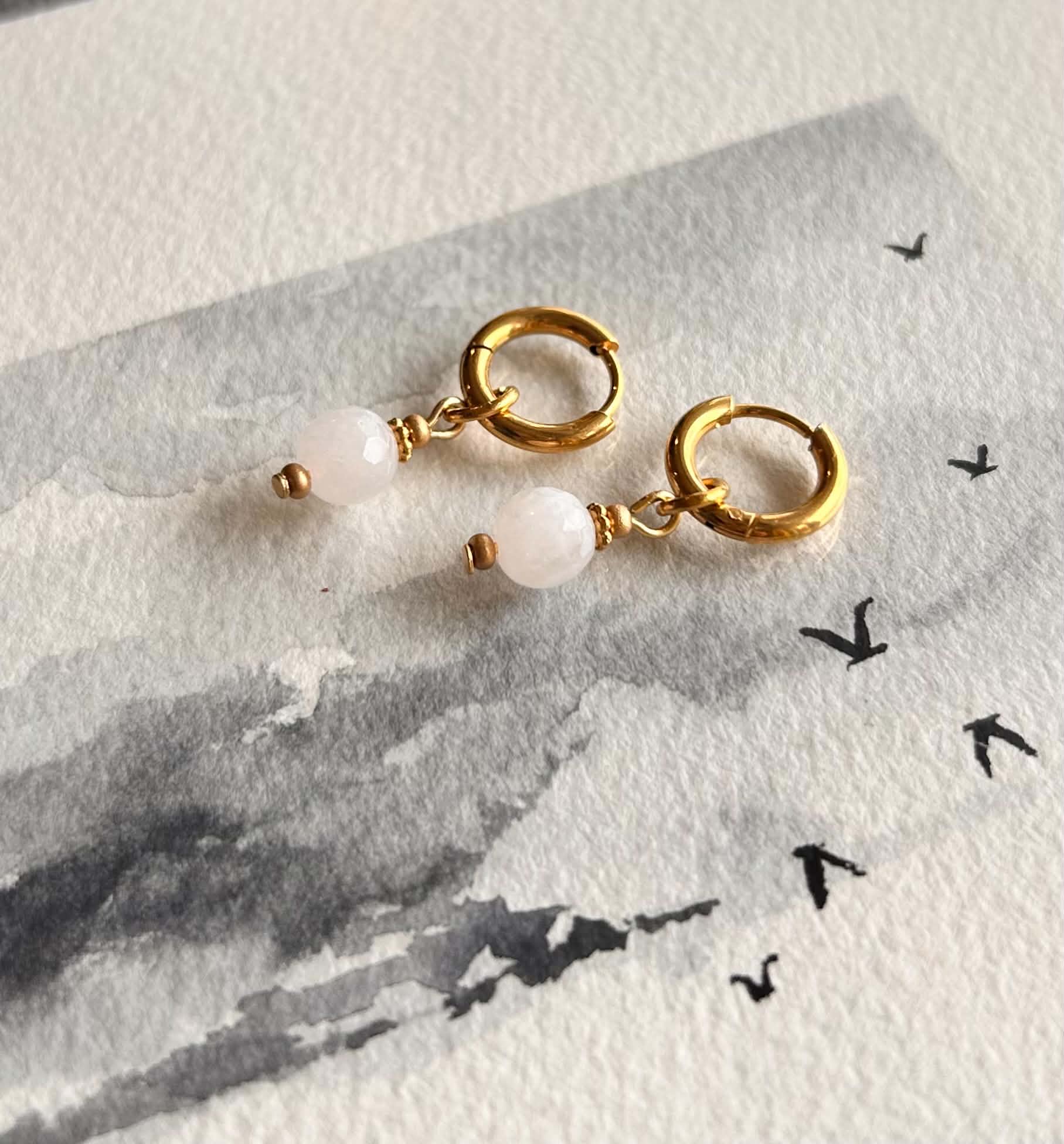 Boucles d'oreilles ◦ Mini chakra ◦ Quartz blanc