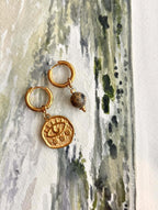 Boucles d'oreilles ◦ Dépareillées ◦ Jaspe dentritique et oeil protecteur