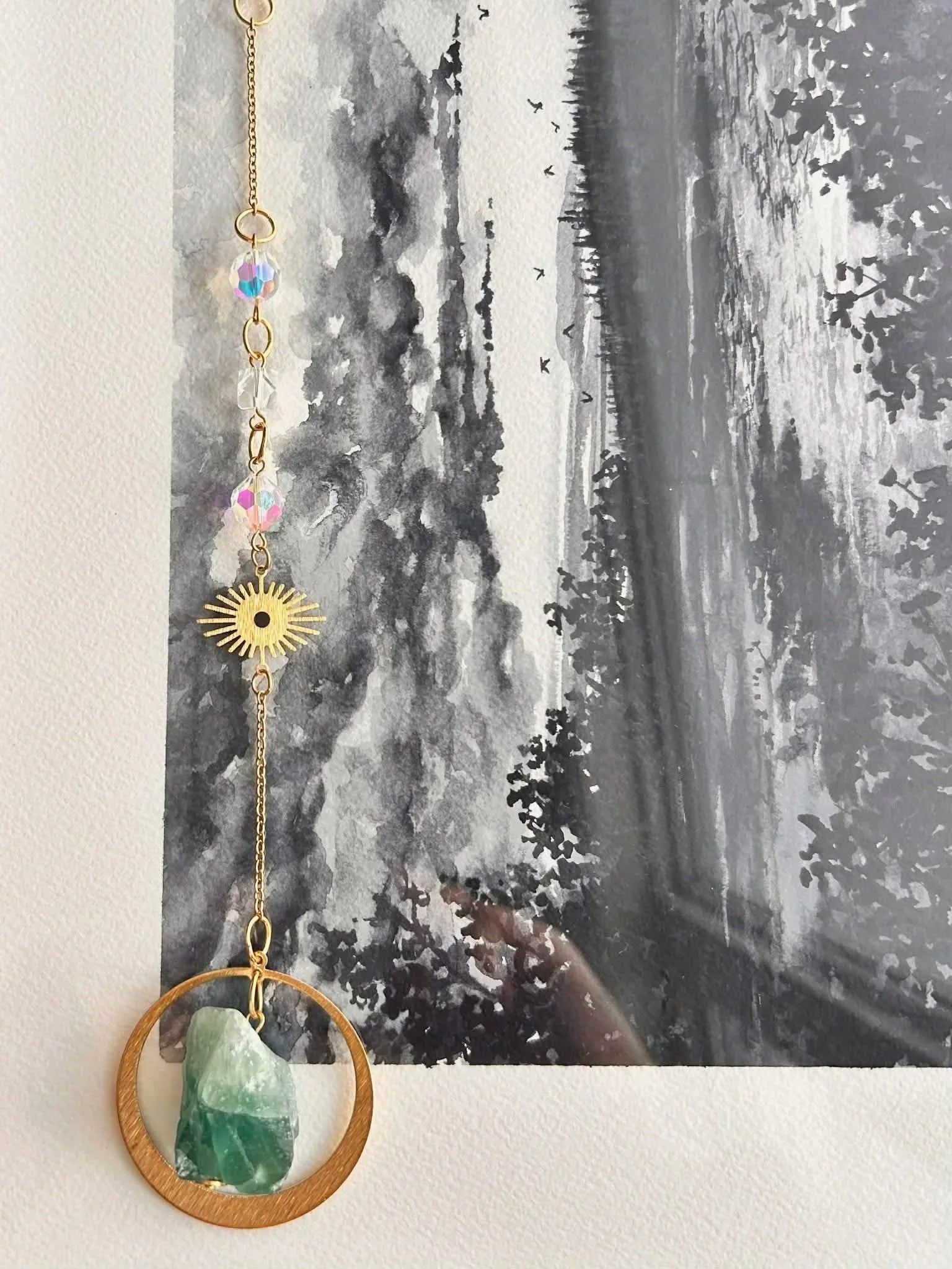 Suncatcher ☀ Fluorite verte foncée