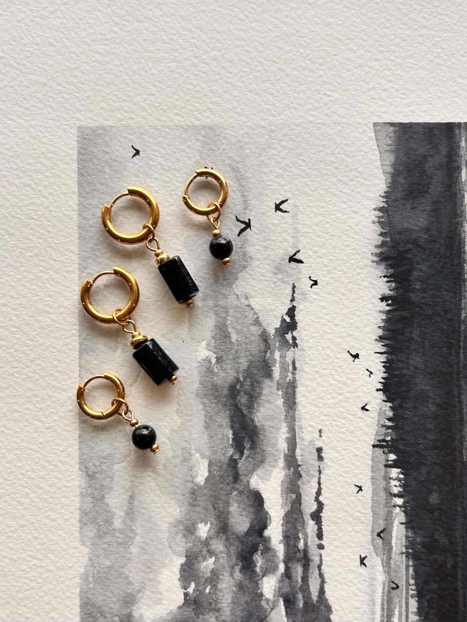 Duo boucles d’oreilles ◦ Tourmaline noire