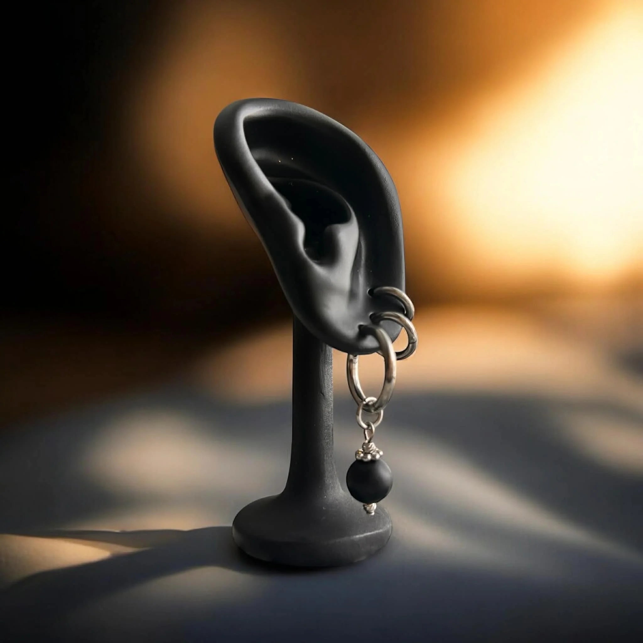 Argentées ◦ Boucles d'oreilles ◦ Onyx noir