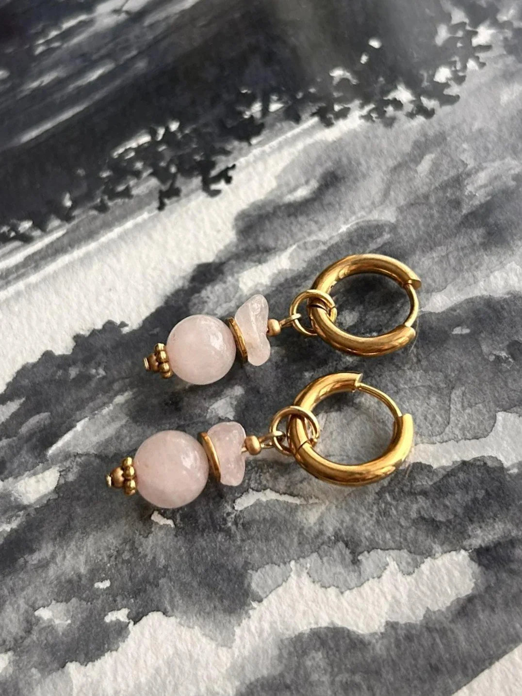 Boucles d’oreilles ◦ Anahata ◦ Quartz rose