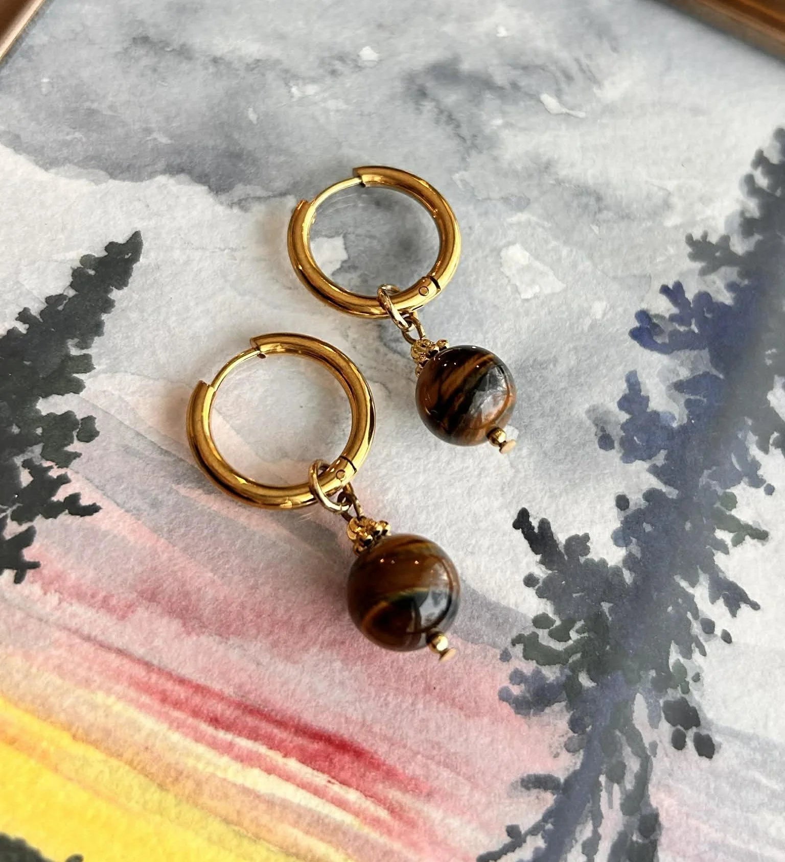 Boucles d’oreilles ◦ Manipura ◦ Oeil de tigre