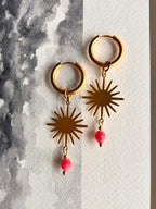 Boucles d’oreilles ◦ Anahata ◦ Quartz fraise et soleil