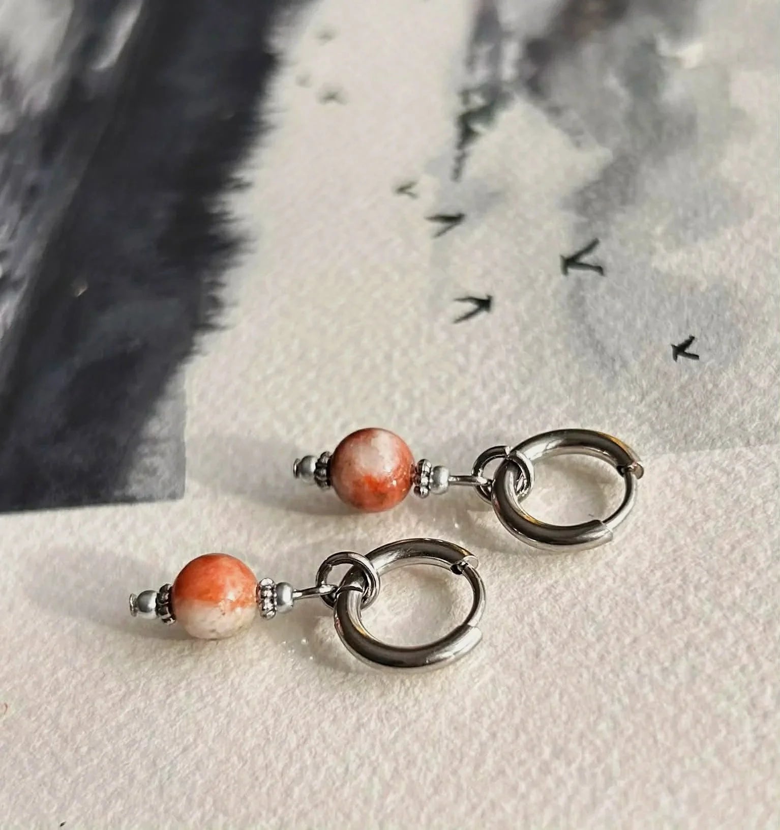 Boucles d'oreilles ◦ Anahata mini ◦  Jaspe cerise