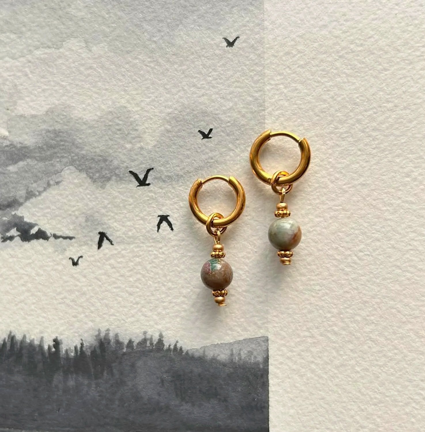 Boucles d'oreilles ◦ Anahata mini ◦ Agate indienne